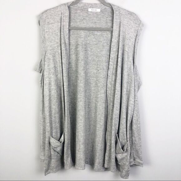 MOD REF | Cold Shoulder Cardigan Open Front Gray L - Picture 1 of 7